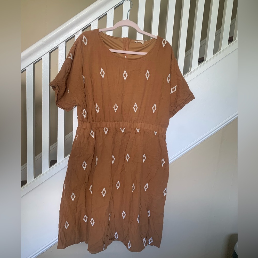 Lightweight Roolee embroidered mini dress with pockets